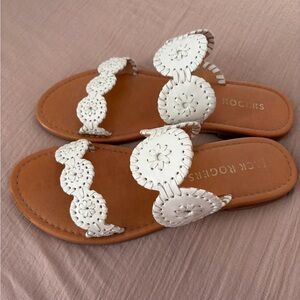 Jack Rogers White Sandals / Lauren II Leather Slide Sandal